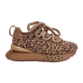 Damesneakers i ruskind på platformen med tyk snøre Leopard Artiker 55C0135 Brun