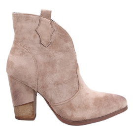 Sonett Khaki højhælede cowboystøvler beige