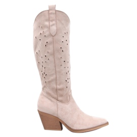 Corbins Beige gennembrudte cowboystøvler