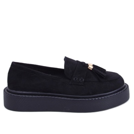 Trinity Black platform loafers med frynser sort