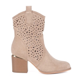 Seastar Beige gennembrudte cowboystøvler med høj hæl