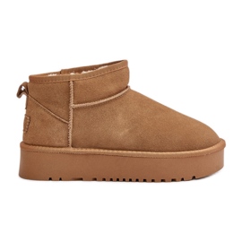 Snestøvler i læderruskind på Camel Nereviana platformen beige