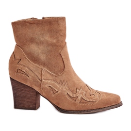 Cowboystøvler på høj hæl, Eco Suede, Brown Arabelline brun