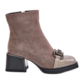 S.Barski Elegante højhælede damestøvler med dekoration Beige MR880-127