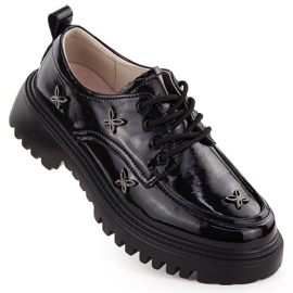 Oxfords i læder til kvinder med nitter, sort Artiker 55C1011