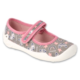 Befado børnetøfler med velcro, mønstret, 114Y543, grå/pink