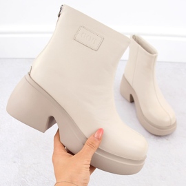Dame læderstøvler på platformen, beige Goe OO2N4155