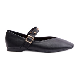 Eco Læder Ballet Flats Med Rem Sort Alcionora