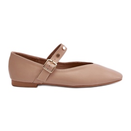 Øko læder ballet lejligheder med et bælte Beige Alcionora