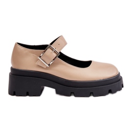 Beige damesko med spænde Plikuria