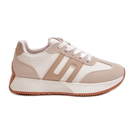 Sneakers til kvinder, sportssko på platformen, Beige Thari