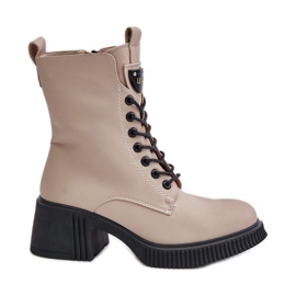 Dameisolerede naturlæderstøvler Vinceza 66671 Beige