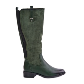 Jezzi Dameisolerede over-knæ-støvler med lynlås, Grøn Ivasira