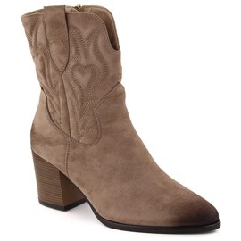 Dameisolerede cowboystøvler, beige Vinceza