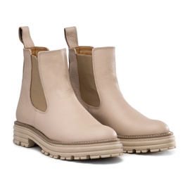 Chelsea-støvler med tyk sål, beige læder, Butdam Wos