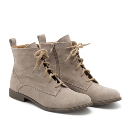 BUTDAM Dame læder snørestøvler Trw, beige