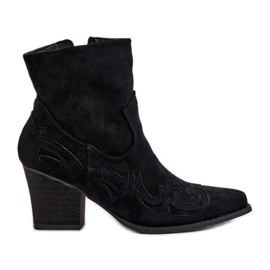 Cowboystøvler på høj hæl, Eco Suede, Black Arabelline sort