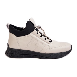 Isolerede læder sportssko med lynlås Artiker 55C0038 Beige