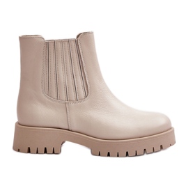 Slip-On Flade Støvler i læder Lewski 3611 Lys Beige