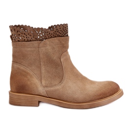 Lewski Shoes Lave flade kvinders støvler Ruskind Lewski 3624 Beige