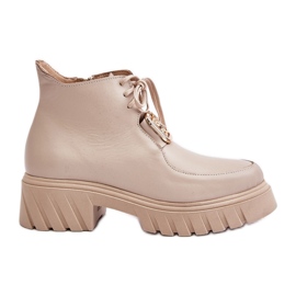 Zazoo 2952 Ankelstøvler i beige læder med gulddekoration