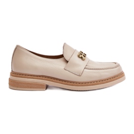 Zazoo 20174 elegante lædersko med fladhælede hæle, beige