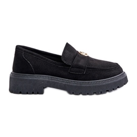 Dame Brogues mokkasiner med gulddetaljer, sort Arilva