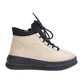 Lyse læder sportssko på Artiker Platform 55C0554 Beige