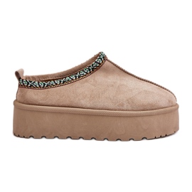 Platform hjemmesko til kvinder med broderi, beige neroma