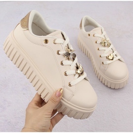 Platform sportssko til kvinder, beige NEWS 4756