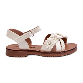 Pigers sandaler fastgjort med velcro med hvide blomster