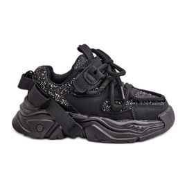 Børnesneakers dekoreret med pailletter, Black Liatoma sort
