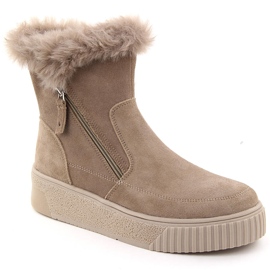Beige ruskind dame læderstøvler med pels Filippo DBT6484