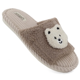 Hjemmesko til kvinder med en bamse, beige Unisoft 6646