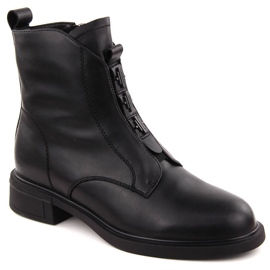 Sorte damelæderstøvler D&amp;A S.Barski Premium Collection CR42-080