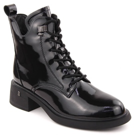 Sorte ankelstøvler i lak til kvinder D&amp;A S.Barski Premium Collection CR42-089