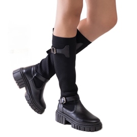 Miste sorte slip-on støvler med elastisk overdel