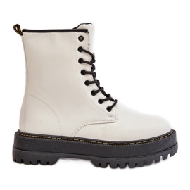 Isolerede Eco Læder Worker Boots med lynlås, Hvid Naleli