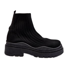 Marquiiz Kvinders sorte slip-on sokkestøvler på en massiv sål