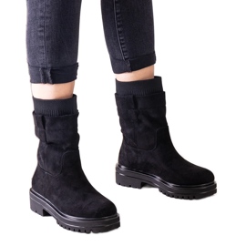 Sorte slip-on ankelstøvler med en Ralia-sok