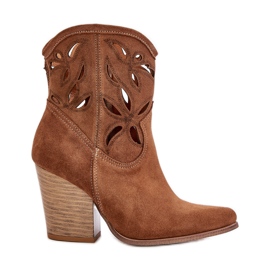 Lewski Shoes Ruskinds cowboystøvler med gennembrudt mønster Lewski 3612 Brun beige