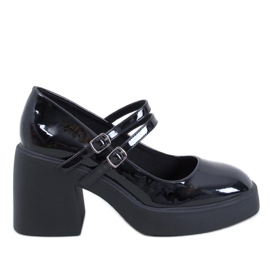 Lorai Black pumps med bred hæl sort