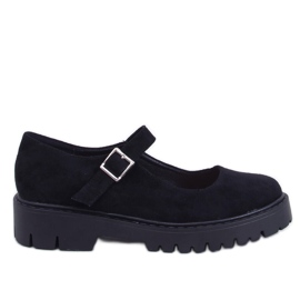 Holmess Black strappy platform ballet lejligheder sort