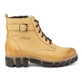 Olivier Dame læderstøvler, isolerede, 373BB, beige