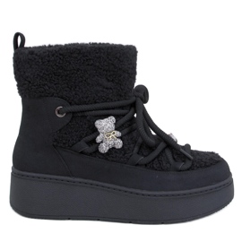 Remati Sorte snestøvler med shearling