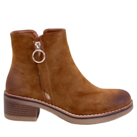 Levere Camel nubuck lavhælede ankelstøvler brun