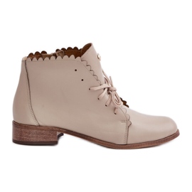 Zazoo 2964 Beige flade læderstøvler