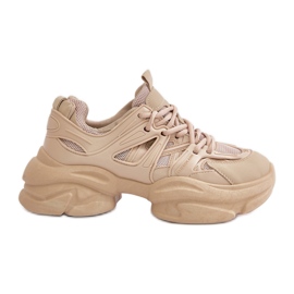 Beige Amoserna damesneakers med chunky sål