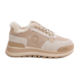 Isolerede sneakers til kvinder på Big Star-platformen OO274A214 Beige