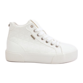Isolerede sneakers til kvinder med syninger Big Star OO274A479 Hvid